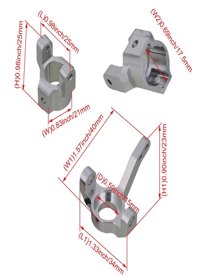 Mxfans Silver Al. Upgrade Parts SCX0002 C-Hub Carrier & AX30496 Steering Hub Carrier(L/R) Replacement for AXIAL RC1:10 Off Road Car Pack of 2 - Image 4